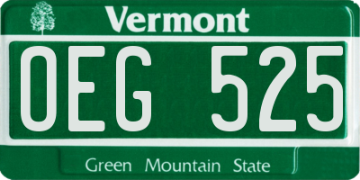 VT license plate OEG525
