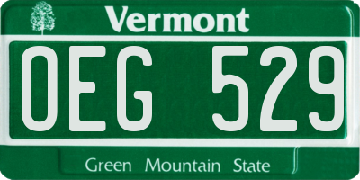 VT license plate OEG529