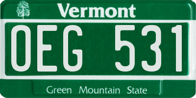 VT license plate OEG531