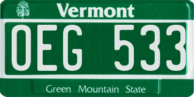 VT license plate OEG533