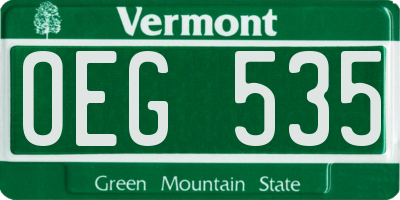 VT license plate OEG535