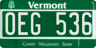 VT license plate OEG536