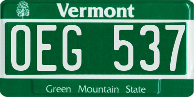 VT license plate OEG537
