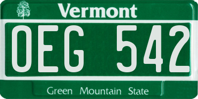 VT license plate OEG542
