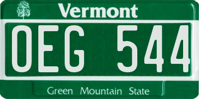 VT license plate OEG544
