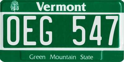 VT license plate OEG547