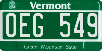 VT license plate OEG549