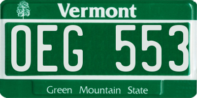 VT license plate OEG553