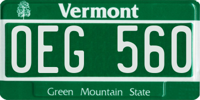VT license plate OEG560