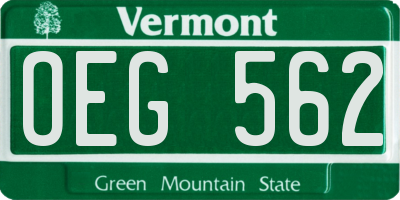 VT license plate OEG562