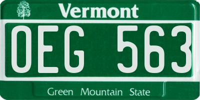 VT license plate OEG563