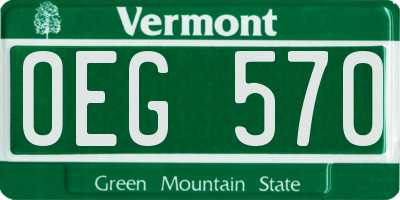 VT license plate OEG570