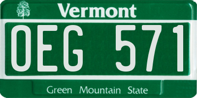 VT license plate OEG571