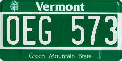 VT license plate OEG573