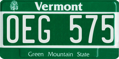 VT license plate OEG575