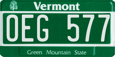 VT license plate OEG577