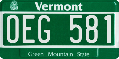 VT license plate OEG581
