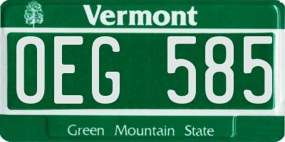 VT license plate OEG585