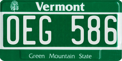 VT license plate OEG586