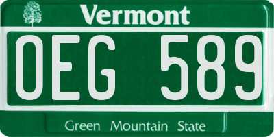VT license plate OEG589