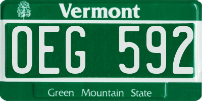 VT license plate OEG592