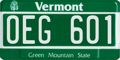 VT license plate OEG601