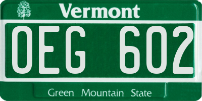 VT license plate OEG602
