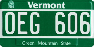 VT license plate OEG606