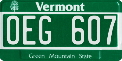 VT license plate OEG607