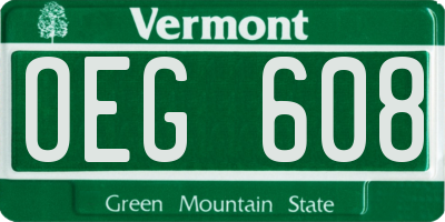 VT license plate OEG608