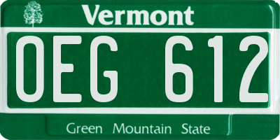 VT license plate OEG612