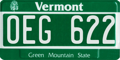 VT license plate OEG622