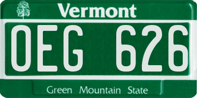 VT license plate OEG626