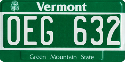 VT license plate OEG632