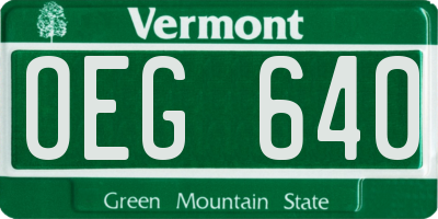 VT license plate OEG640