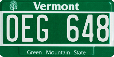 VT license plate OEG648