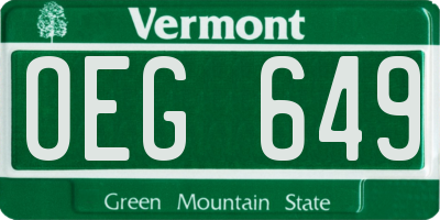 VT license plate OEG649