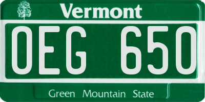 VT license plate OEG650