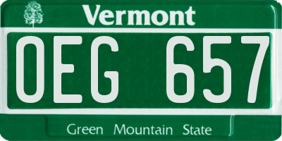 VT license plate OEG657