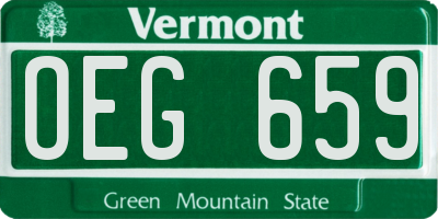 VT license plate OEG659