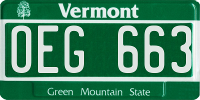 VT license plate OEG663