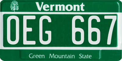 VT license plate OEG667