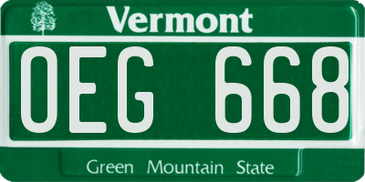 VT license plate OEG668