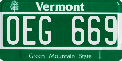 VT license plate OEG669