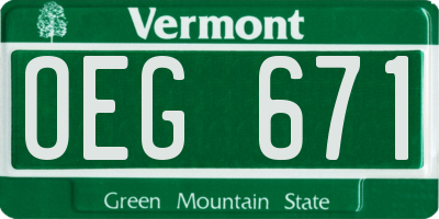 VT license plate OEG671