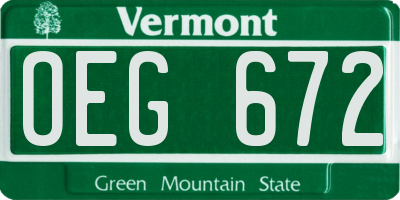 VT license plate OEG672