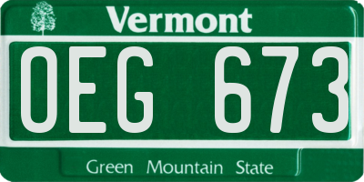 VT license plate OEG673
