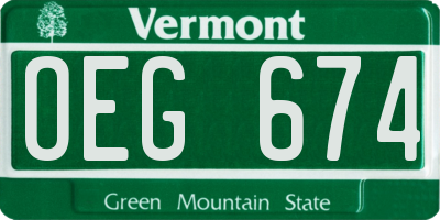 VT license plate OEG674