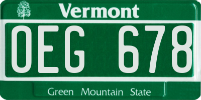VT license plate OEG678
