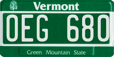 VT license plate OEG680
